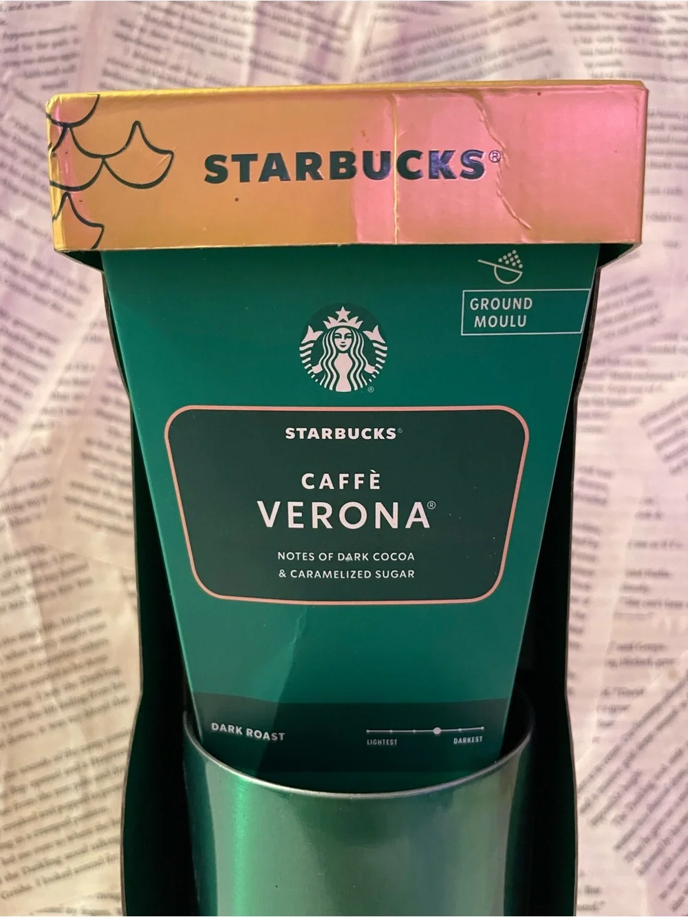 Starbucks Metallic Green Tumbler Gift Set with Caffè Verona Blend